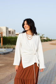 Gathered Waist T-shirt In Off White