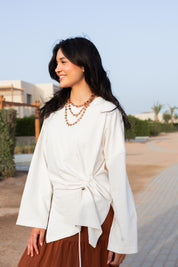 Gathered Waist T-shirt In Off White