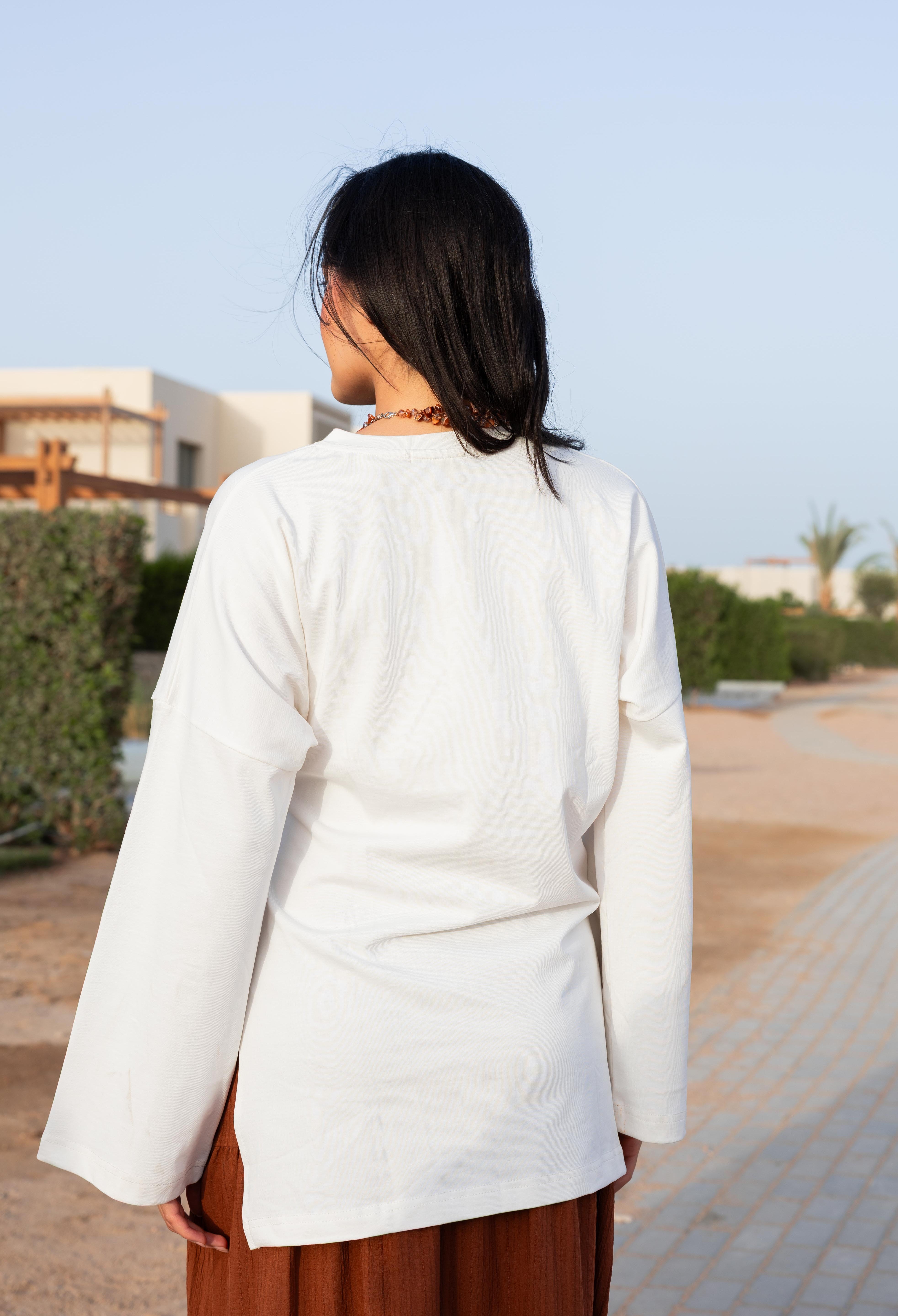 Gathered Waist T-shirt In Off White