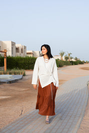 Gathered Waist T-shirt In Off White