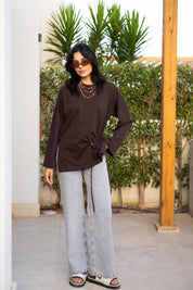 Gathered Waist T-shirt In Brown
