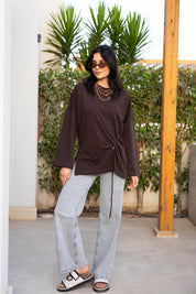 Gathered Waist T-shirt In Brown
