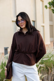 Polo Corset Blouse In Brown