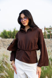 Polo Corset Blouse In Brown