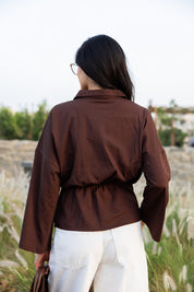 Polo Corset Blouse In Brown