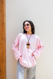 Basic Oversized Blouse in Pink