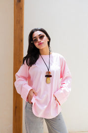 Basic Oversized Blouse in Pink