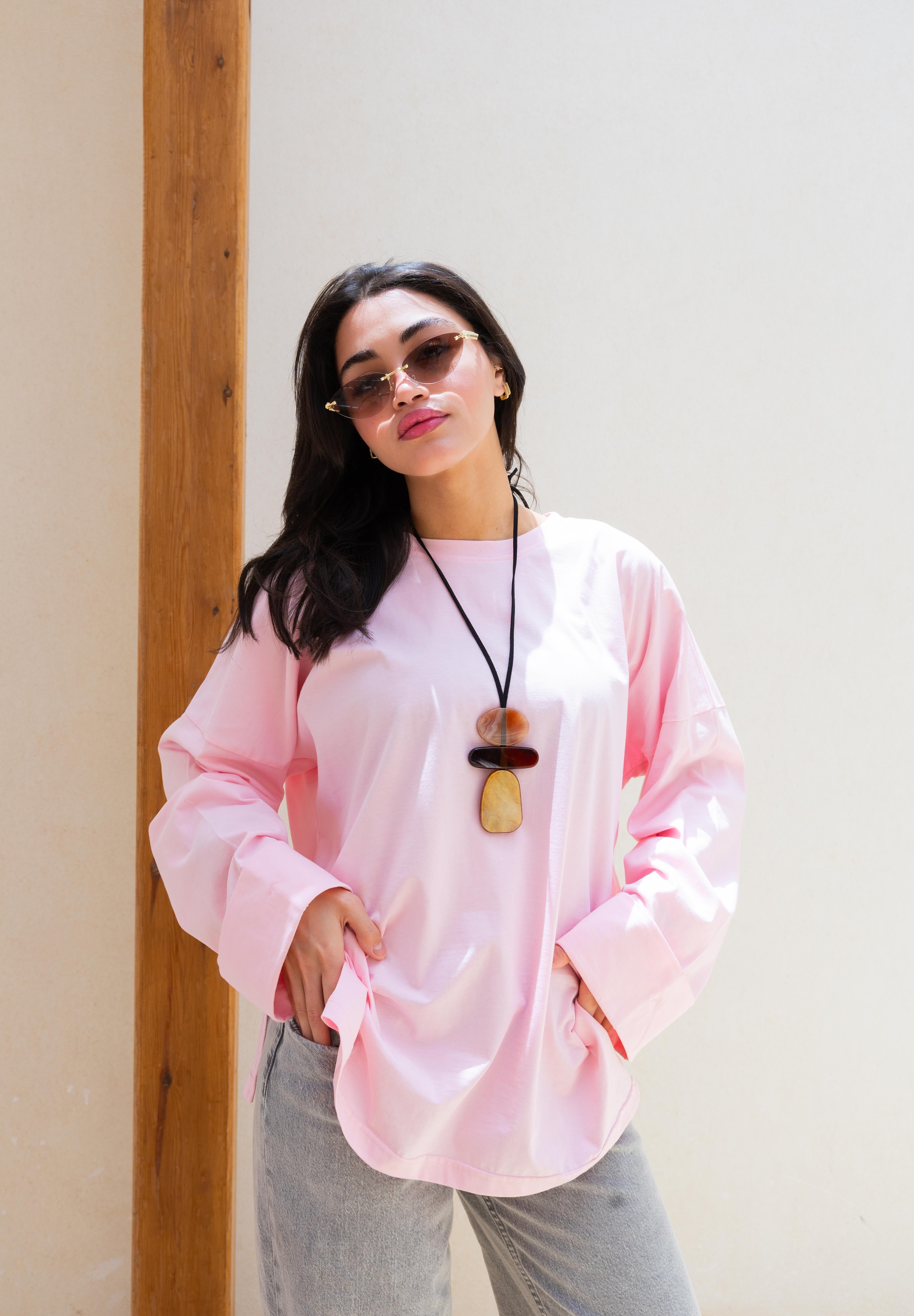 Basic Oversized Blouse in Pink