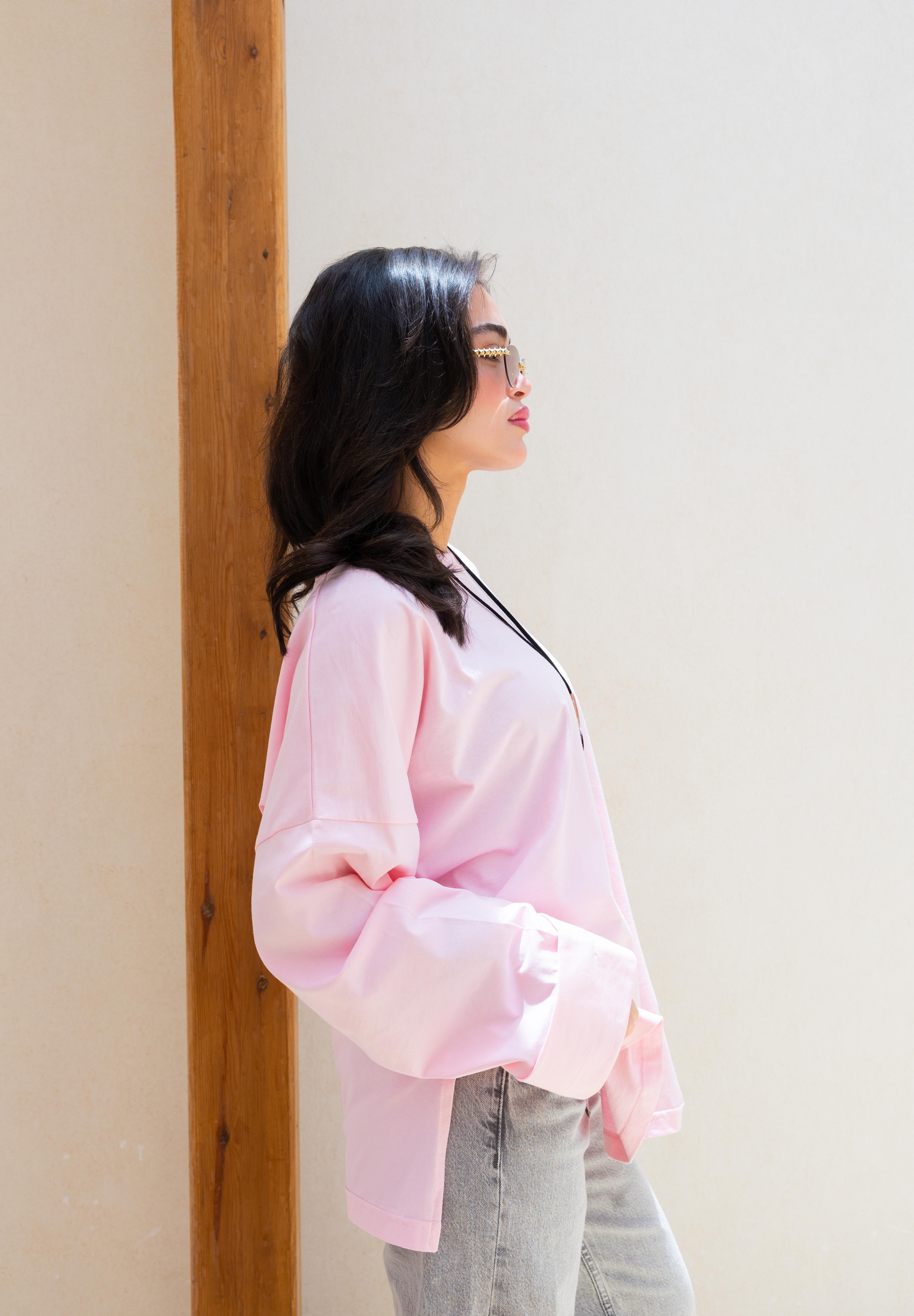 Basic Oversized Blouse in Pink