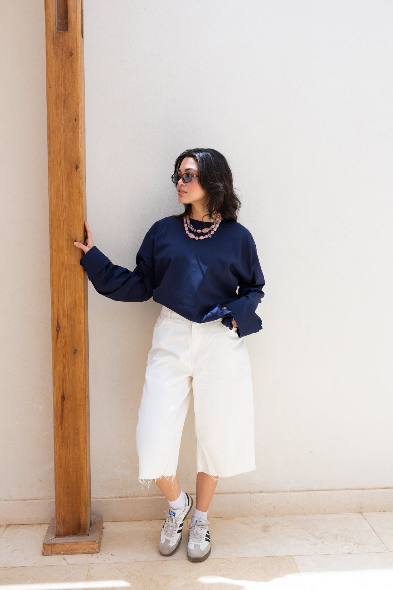 Basic Oversized Blouse in Navy Blue