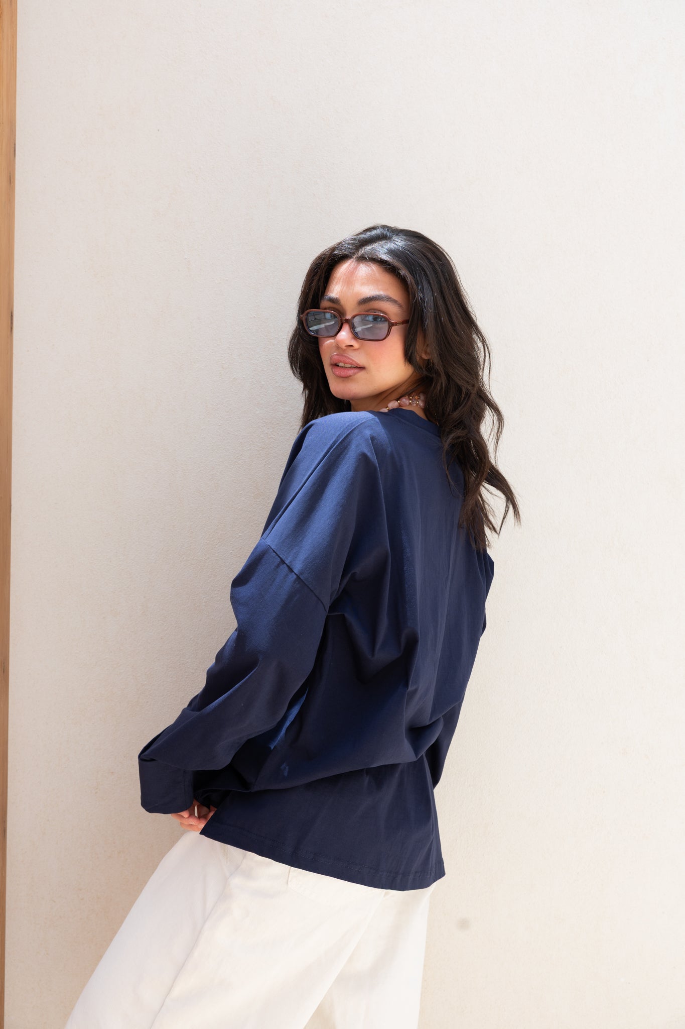 Basic Oversized Blouse in Navy Blue