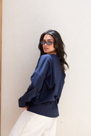 Basic Oversized Blouse in Navy Blue