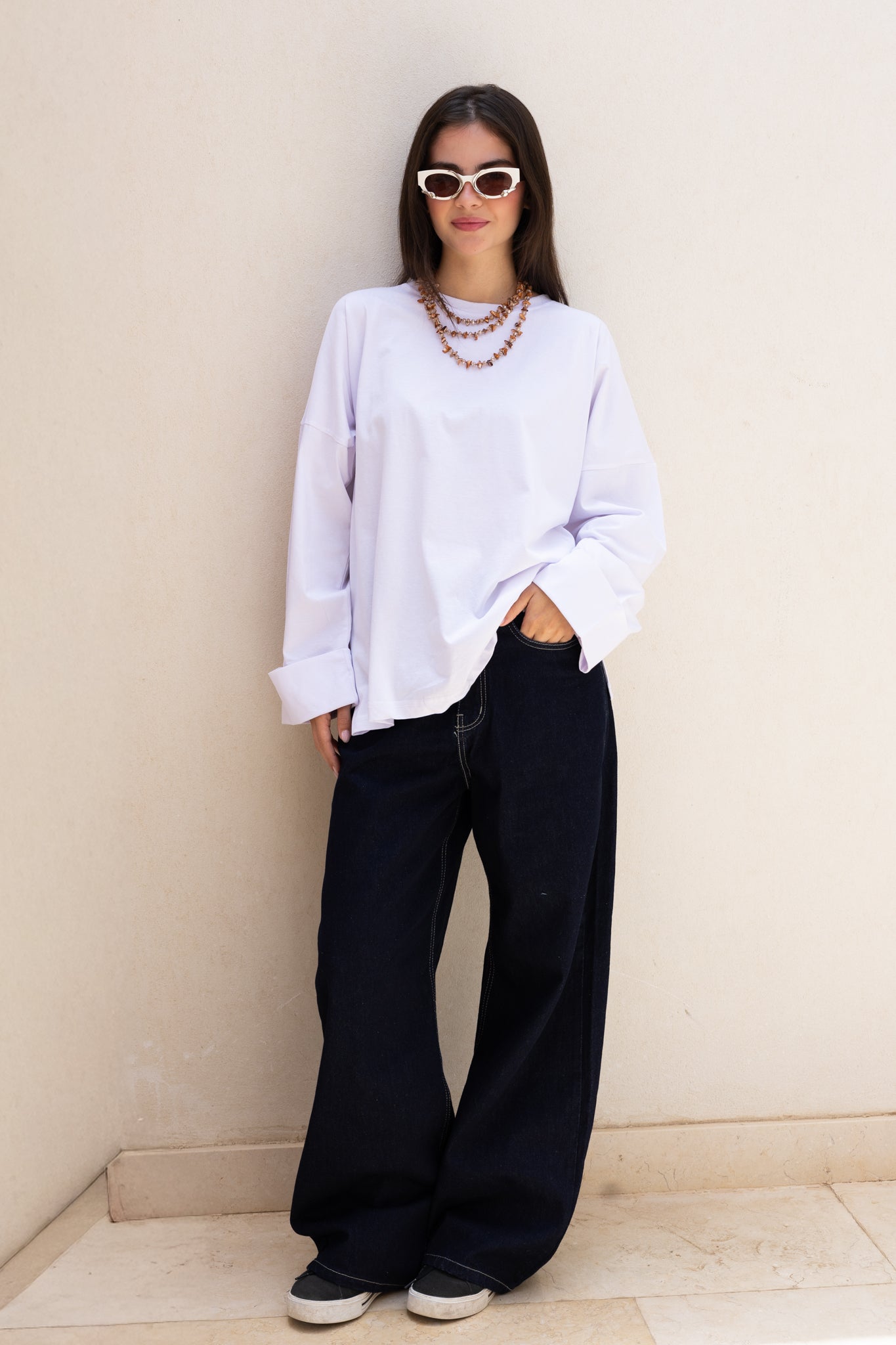Basic Oversized Blouse in white