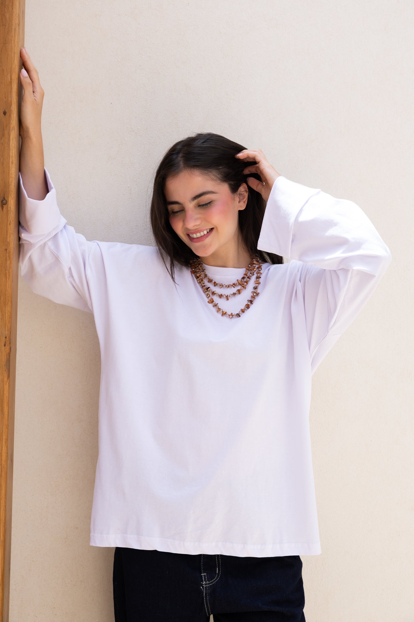 Basic Oversized Blouse in white