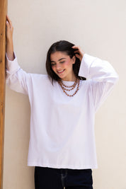 Basic Oversized Blouse in white