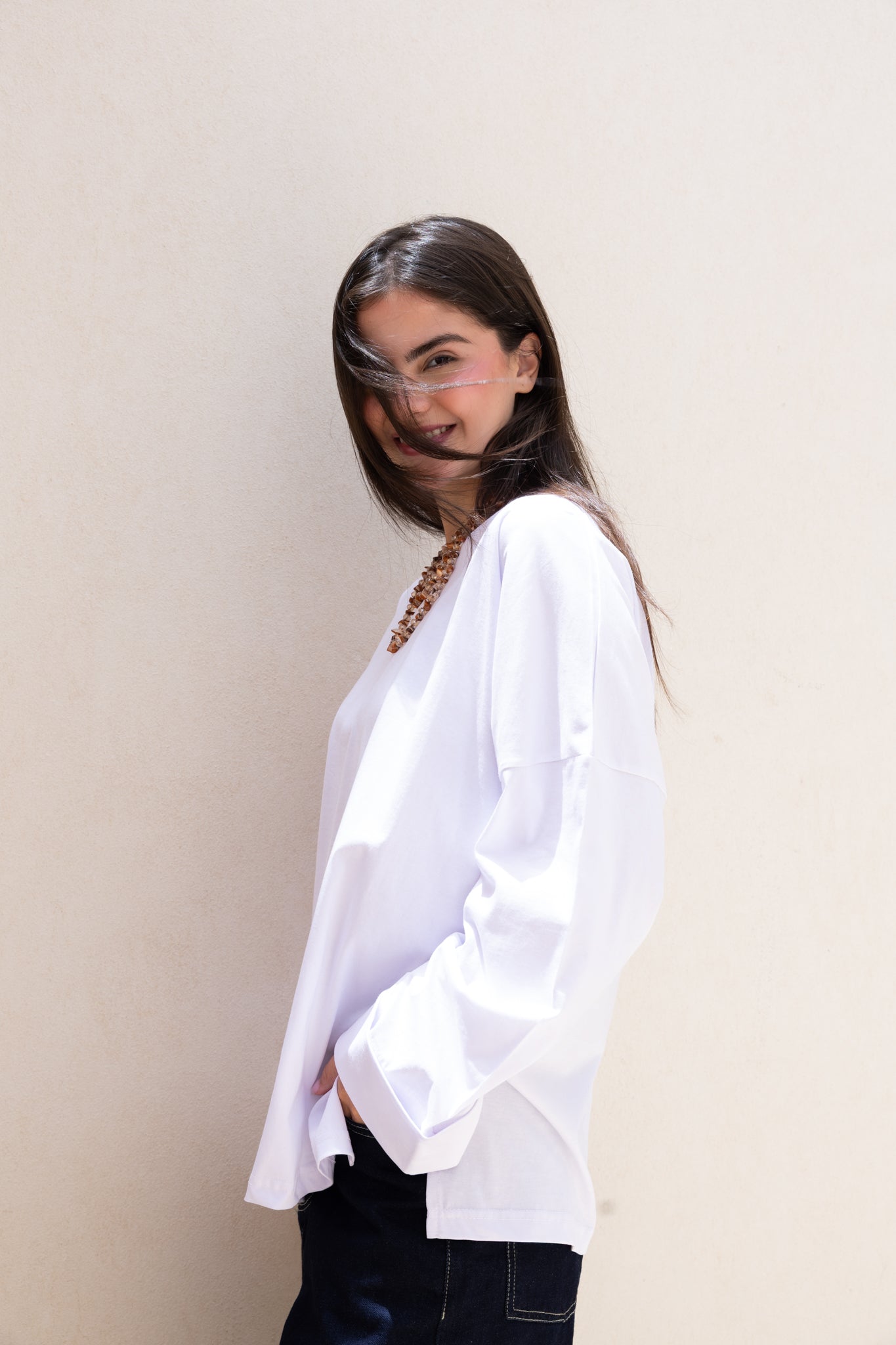 Basic Oversized Blouse in white