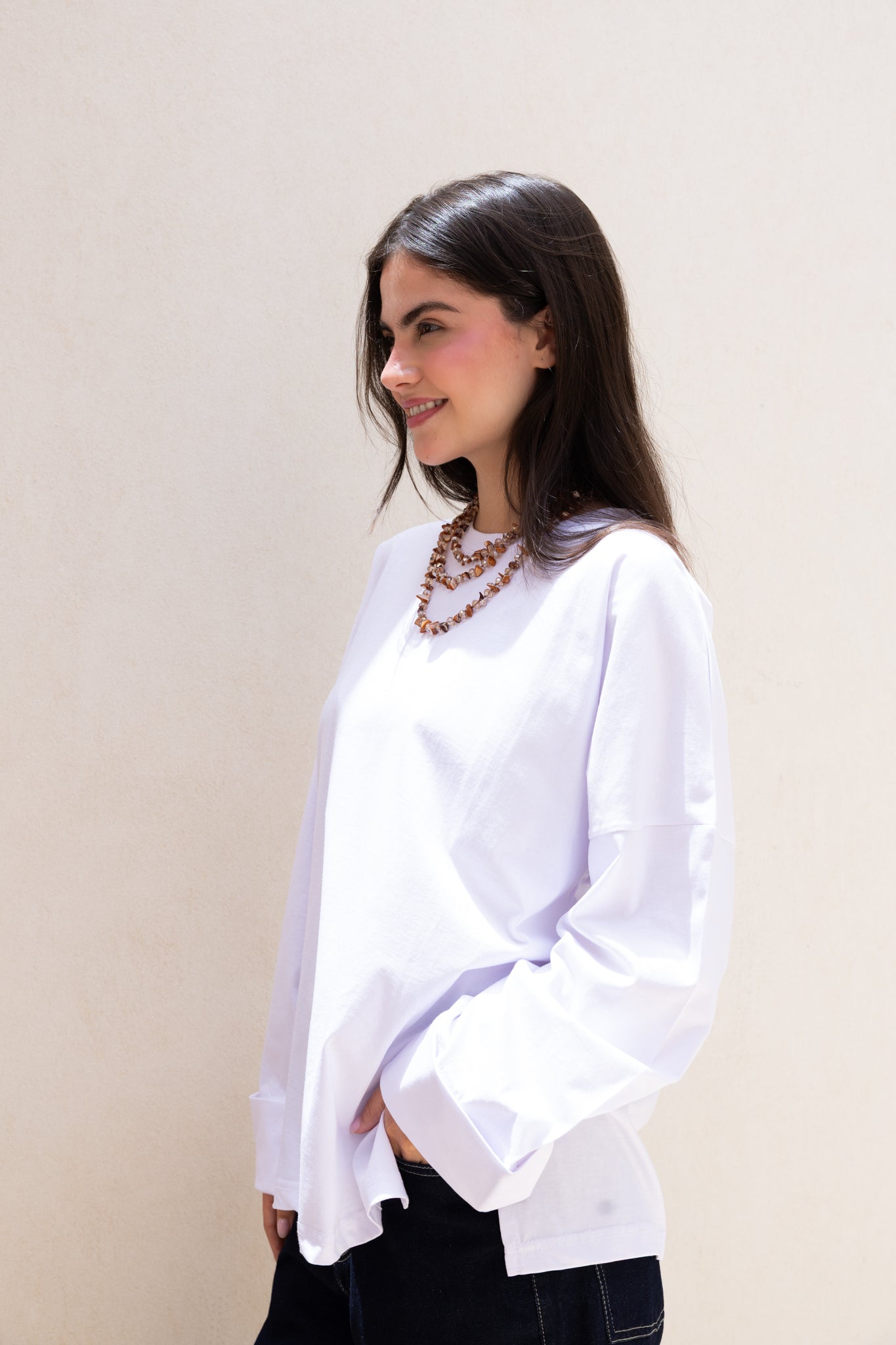 Basic Oversized Blouse in white