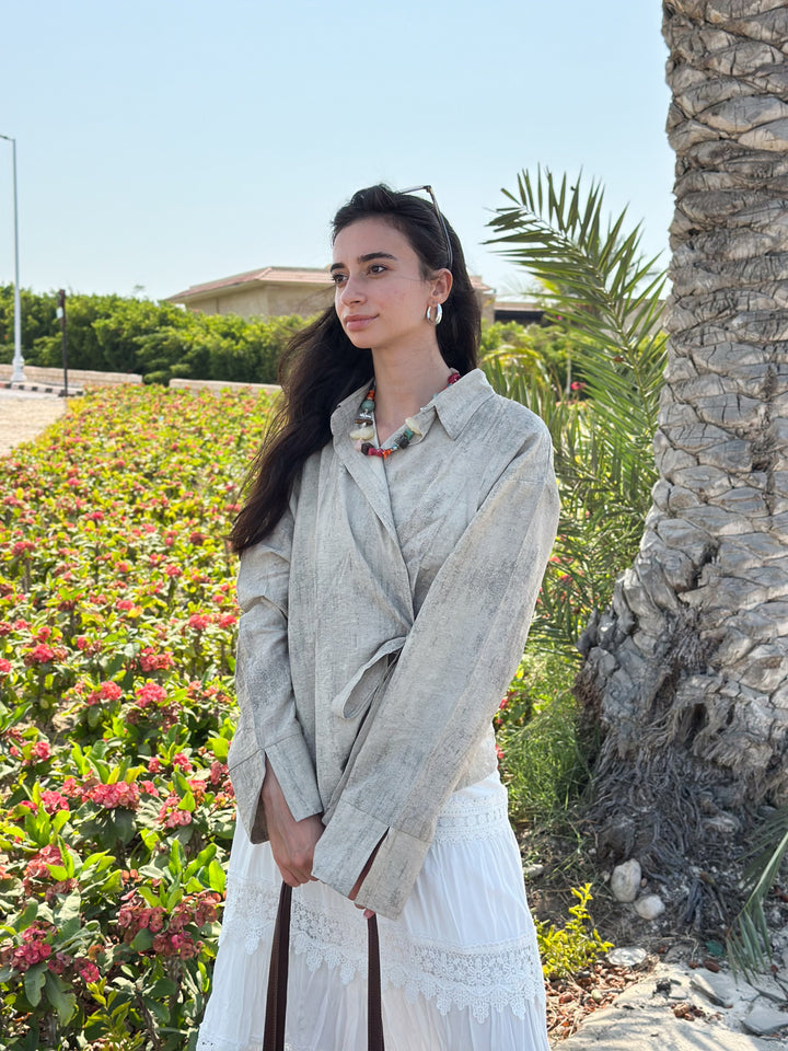 Marble Cross Shirt In Sand Beige