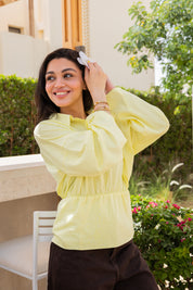Polo Corset Blouse In Butter Yellow