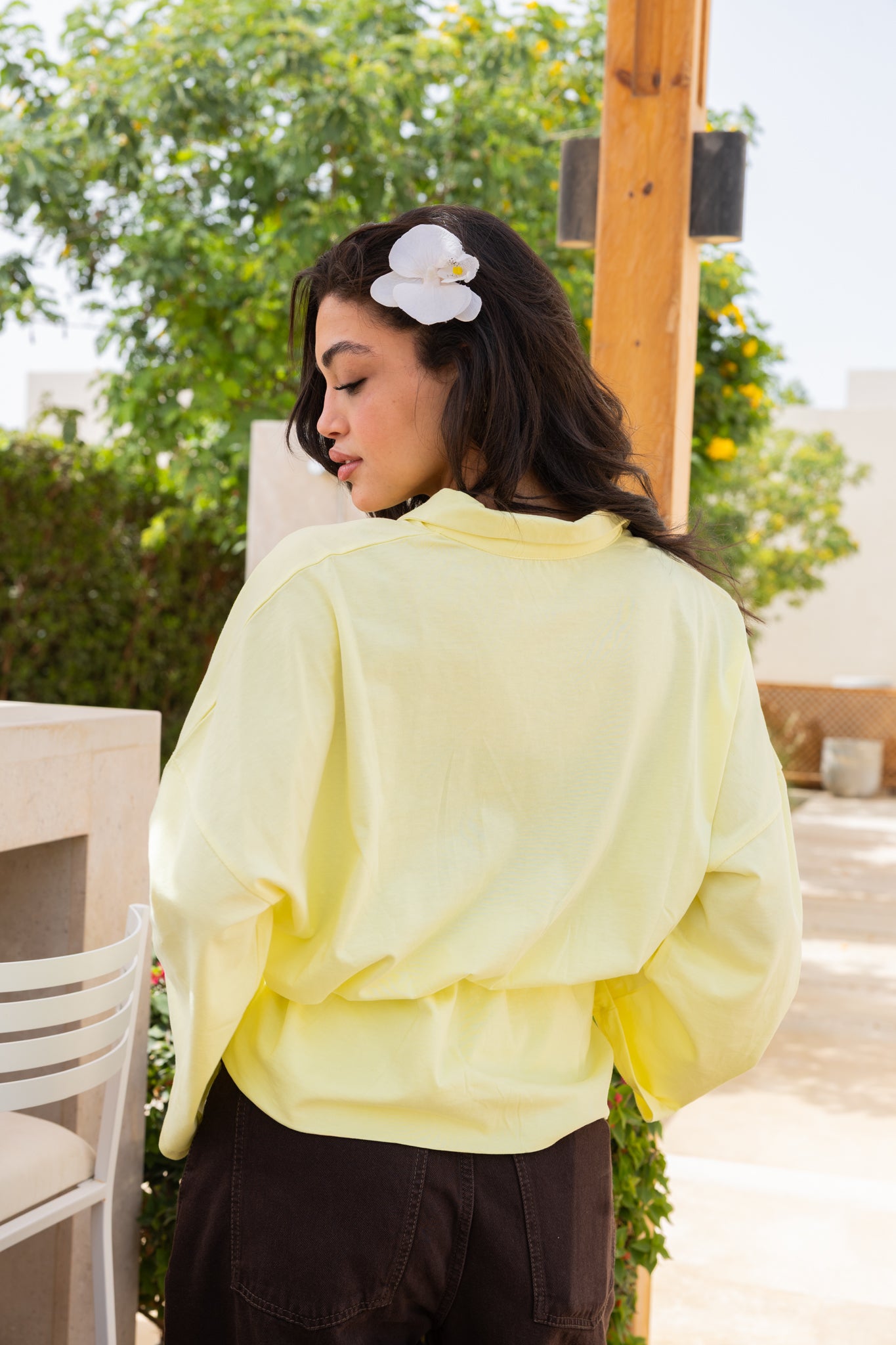 Polo Corset Blouse In Butter Yellow