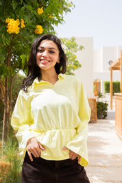 Polo Corset Blouse In Butter Yellow