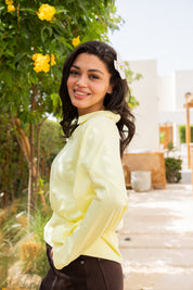 Polo Corset Blouse In Butter Yellow