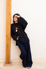 Basic Oversized Blouse In Black