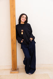 Basic Oversized Blouse In Black