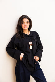 Basic Oversized Blouse In Black