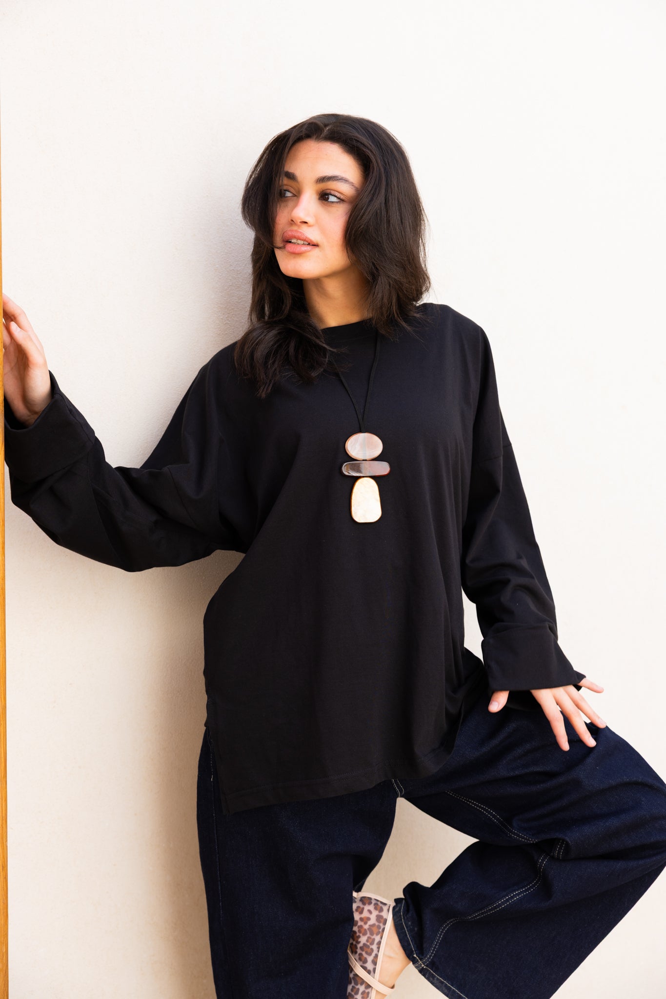 Basic Oversized Blouse In Black