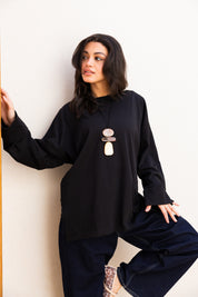 Basic Oversized Blouse In Black