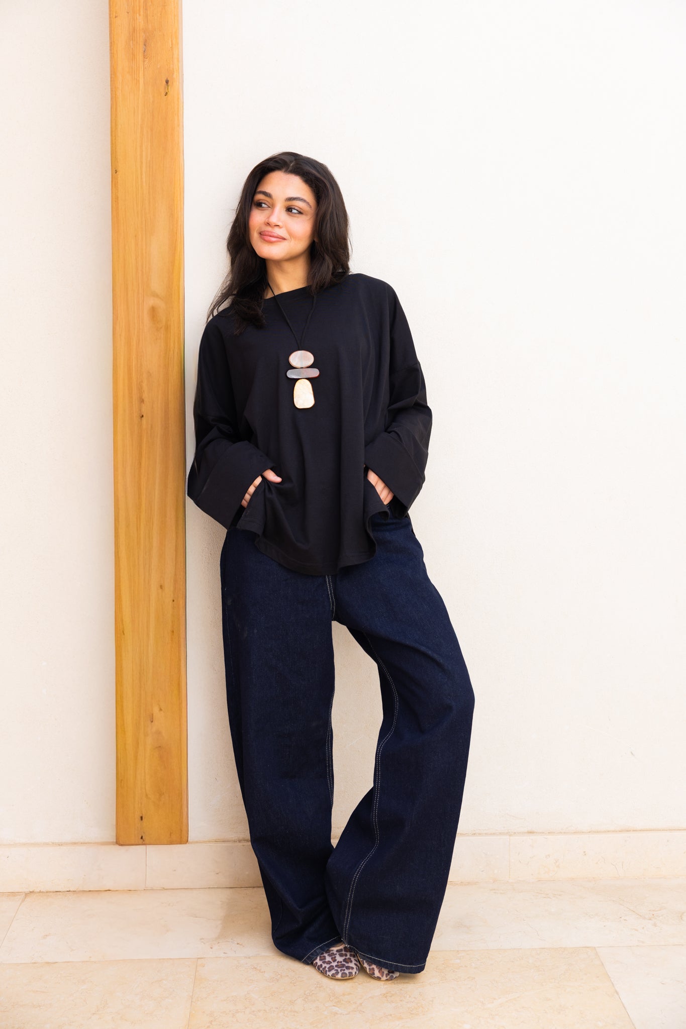 Basic Oversized Blouse In Black