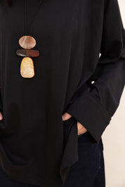 Basic Oversized Blouse In Black