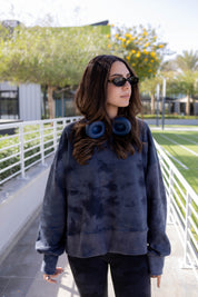 Wave Crewneck In Navy Blue (Outlet)
