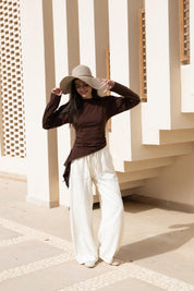 long sleeve ruched T-shirt In Brown