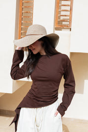 long sleeve ruched T-shirt In Brown