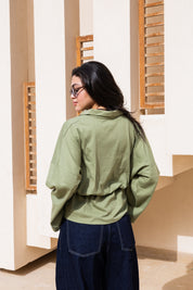 Polo Corset Blouse In Sage
