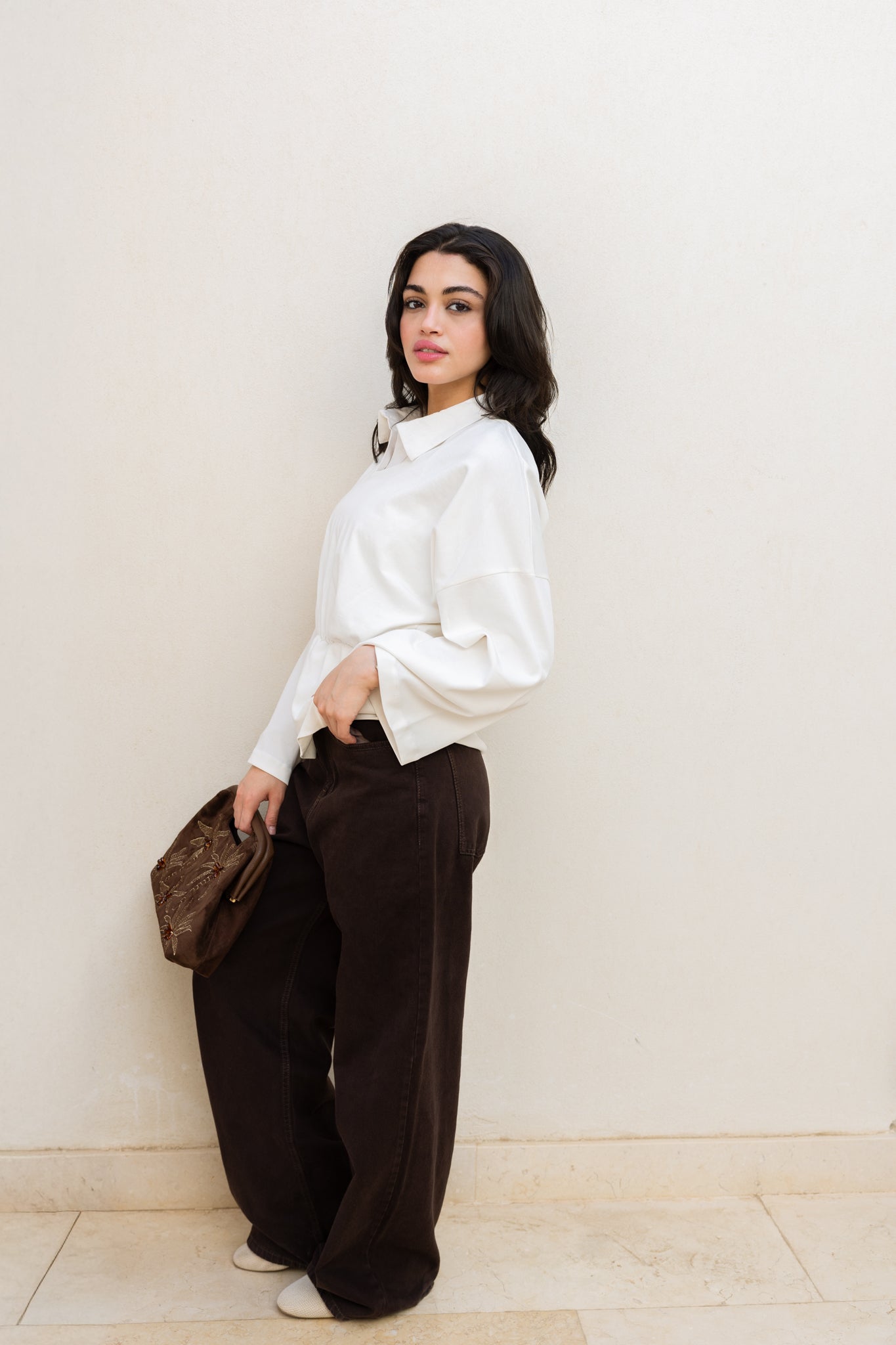 Polo Corset Blouse In Off White