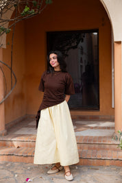Short sleeve ruched T-shirt In Brown
