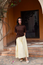 Short sleeve ruched T-shirt In Brown