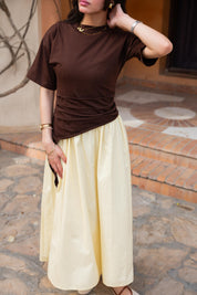 Short sleeve ruched T-shirt In Brown
