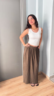 Layali – Pleated olive skirt