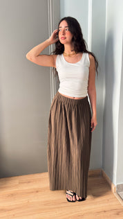Layali – Pleated olive skirt
