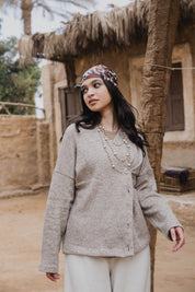 Side-Buttoned Cardigan caffe