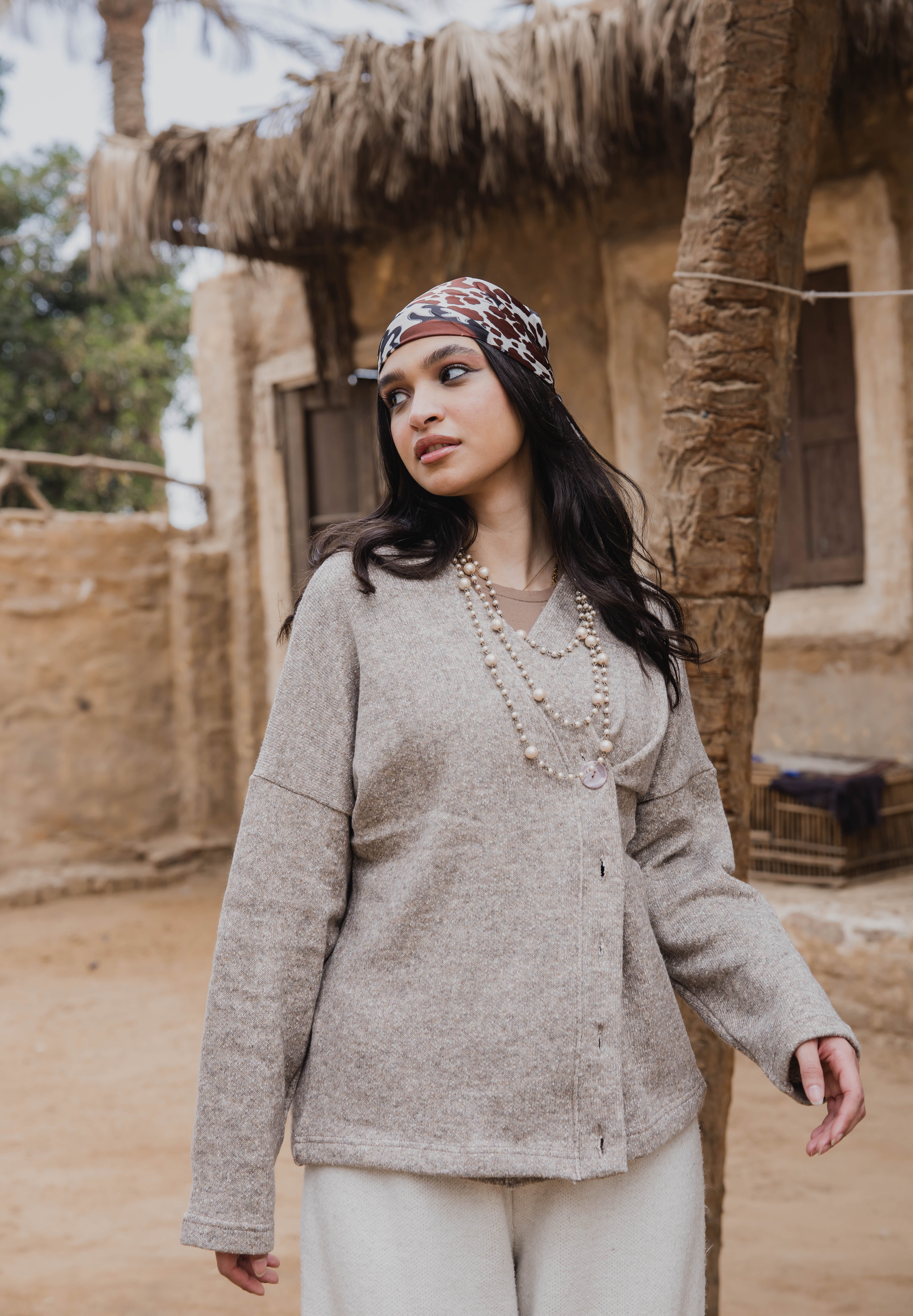 Side-Buttoned Cardigan caffe