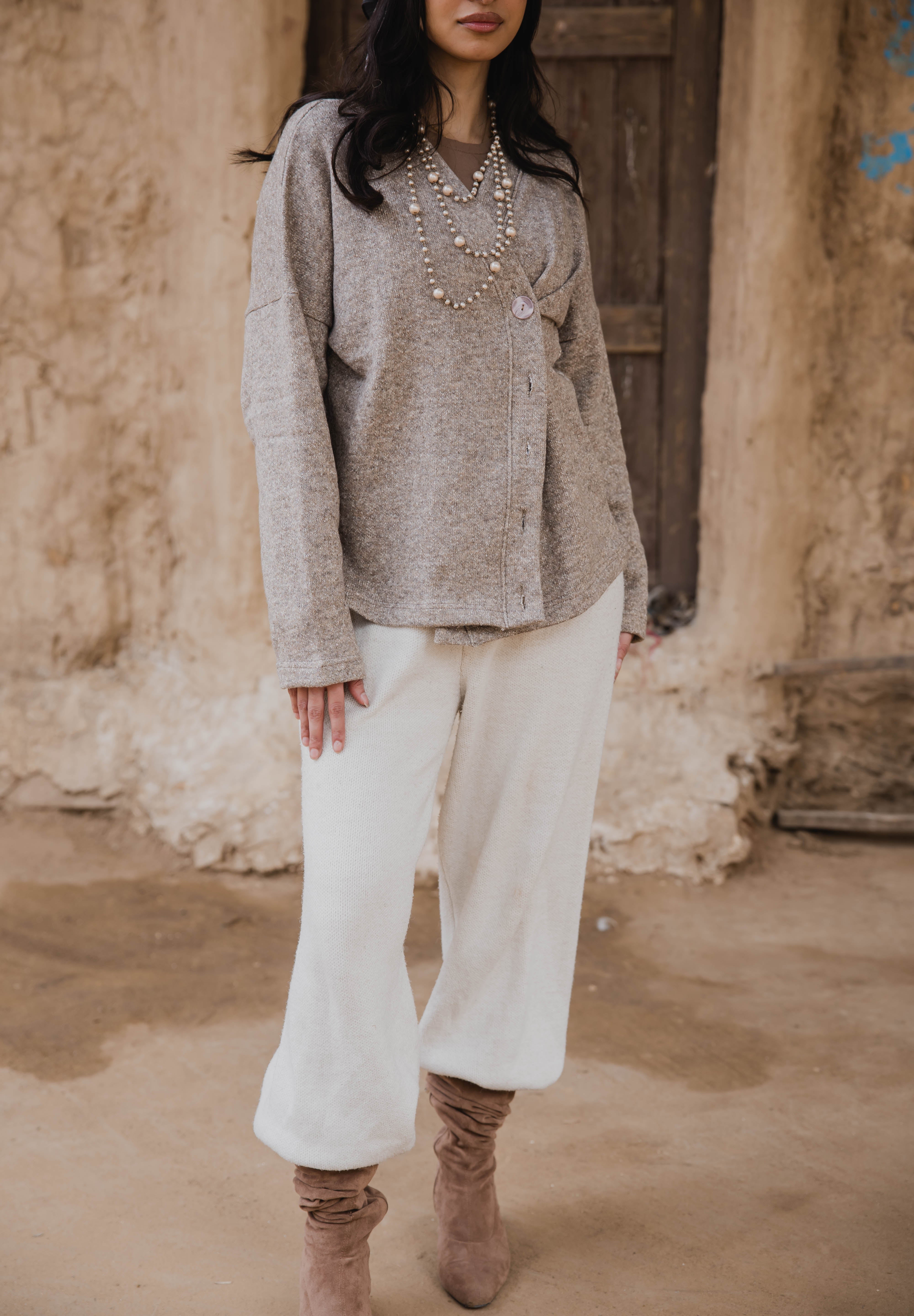 Side-Buttoned Cardigan caffe