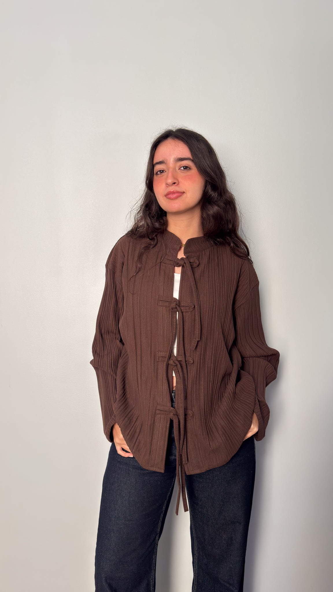 Layali – Pleated Blouse in brown