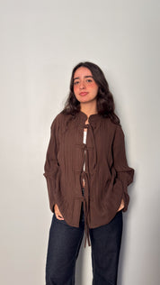 Layali – Pleated Blouse in brown