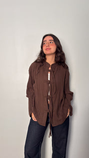 Layali – Pleated Blouse in brown