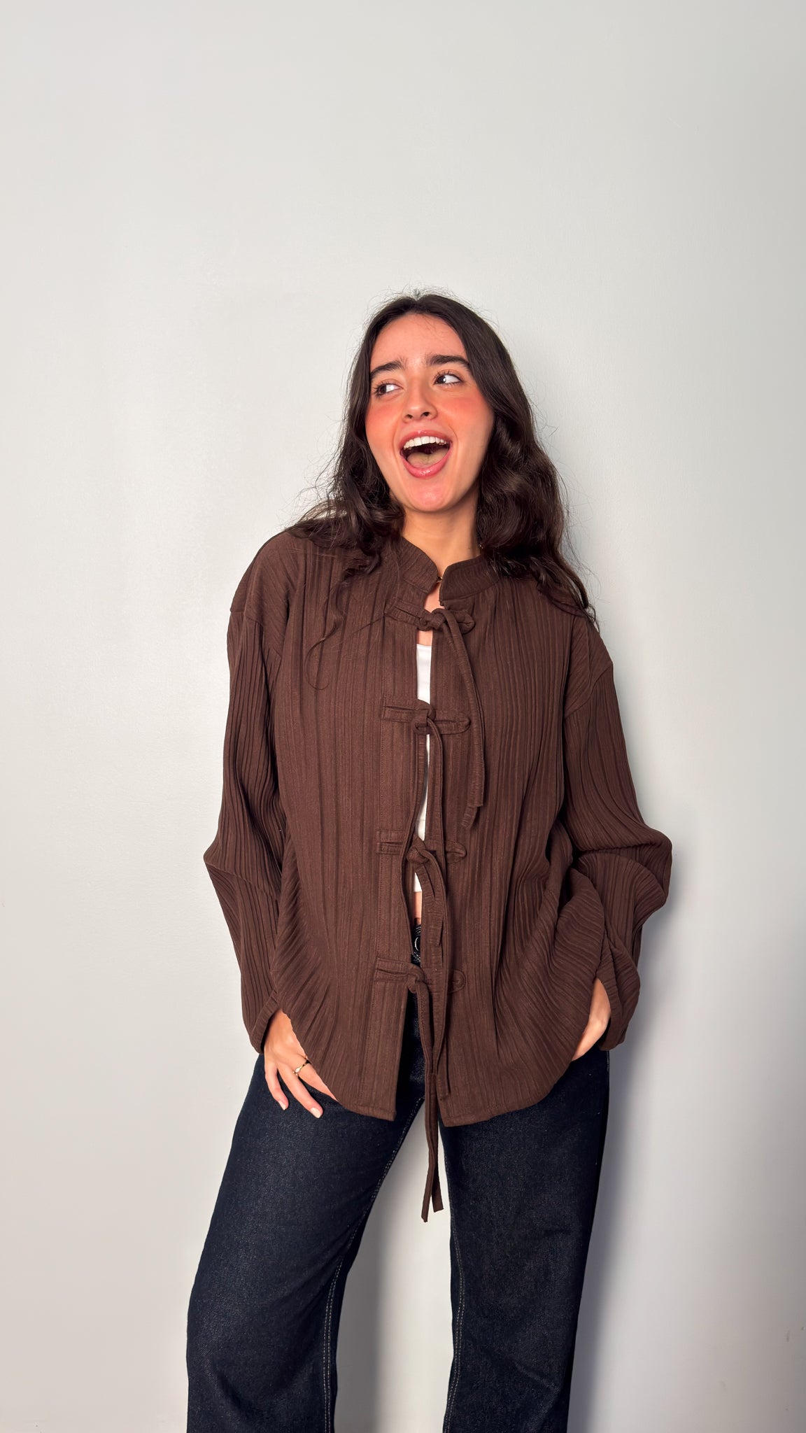 Layali – Pleated Blouse in brown
